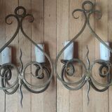 Ancienne paire d appliques en fer forgé