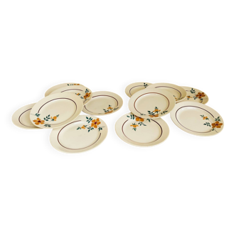 Set of 12 Moulin des Loups flat plates