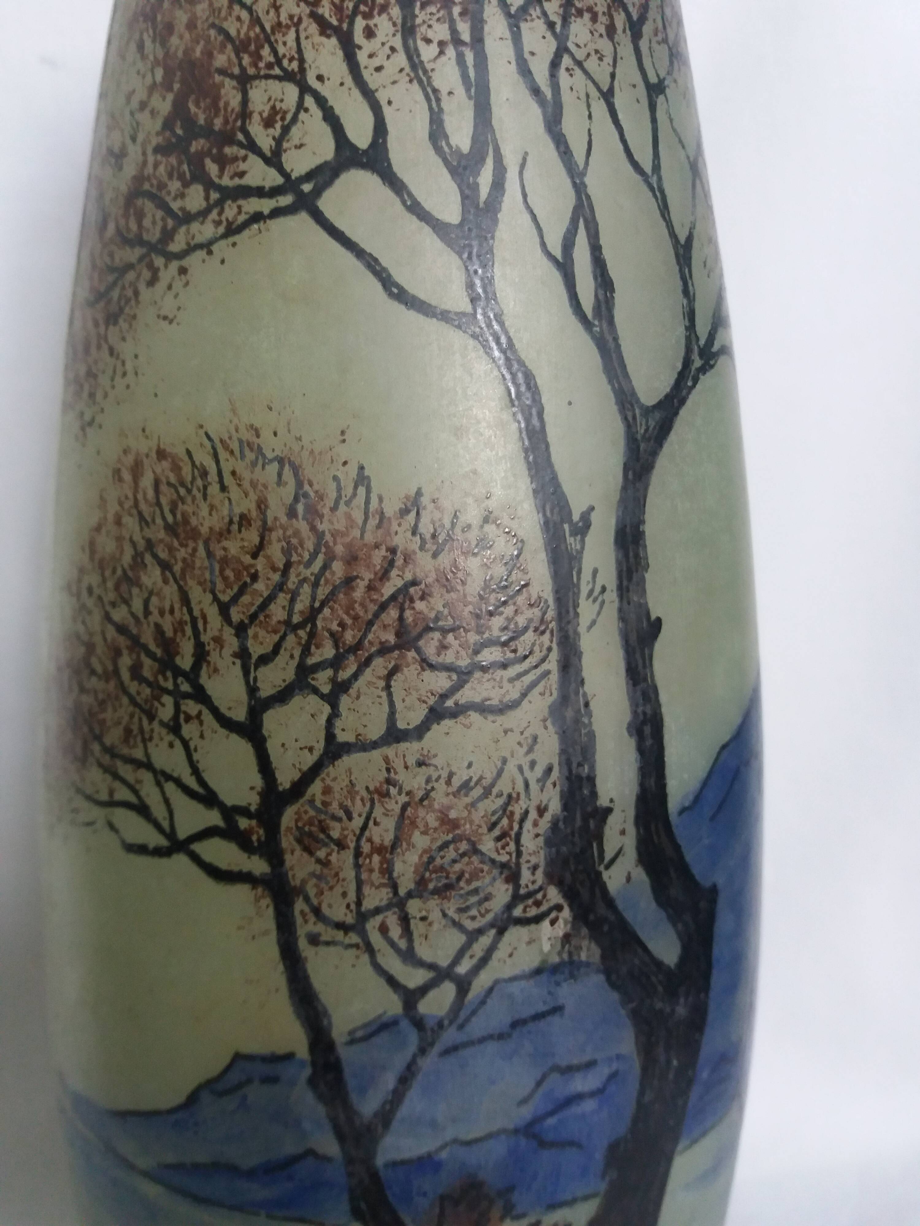 Vase with painted decoration signed Jem Joseph Mure