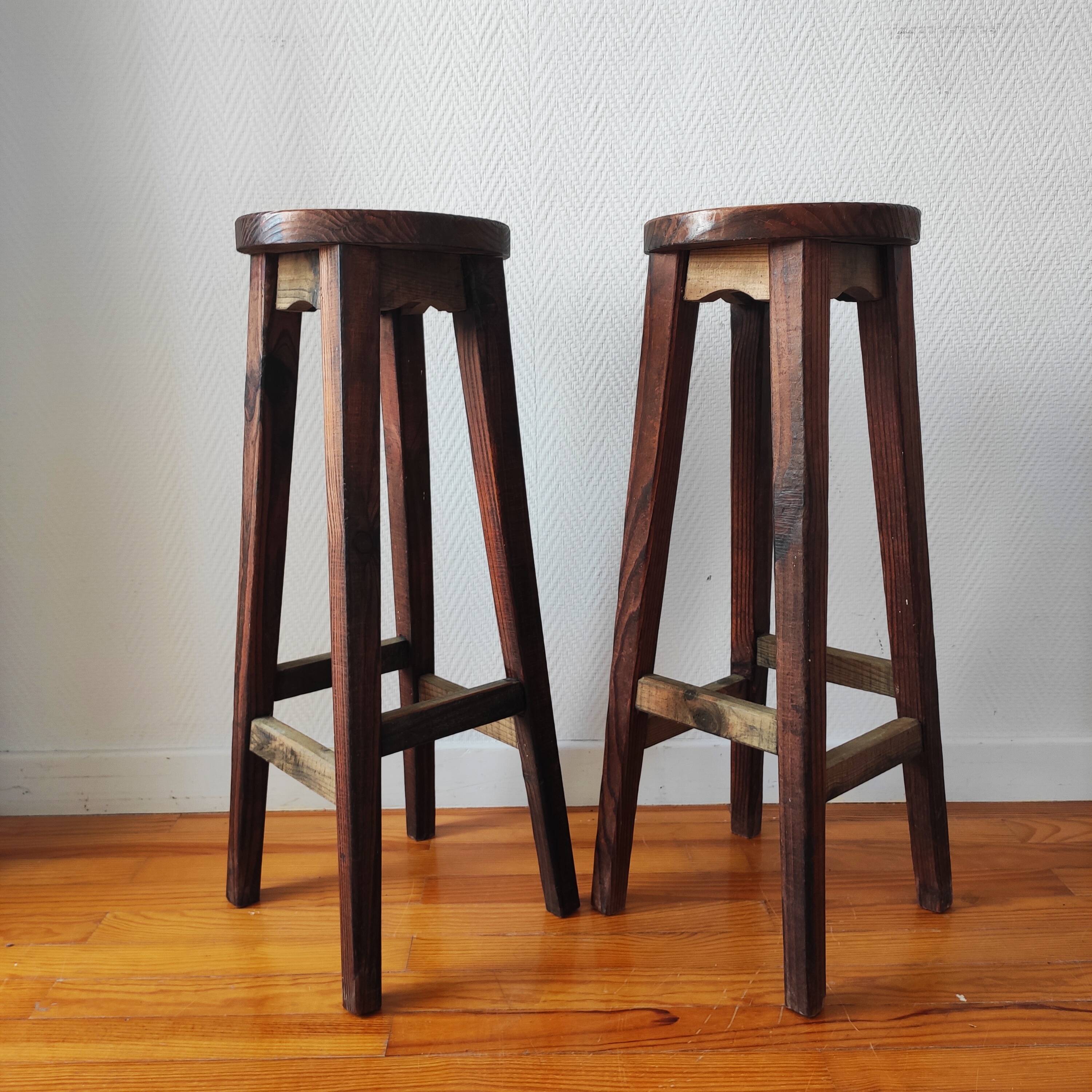 Pair of vintage brutalist stools 1950/60