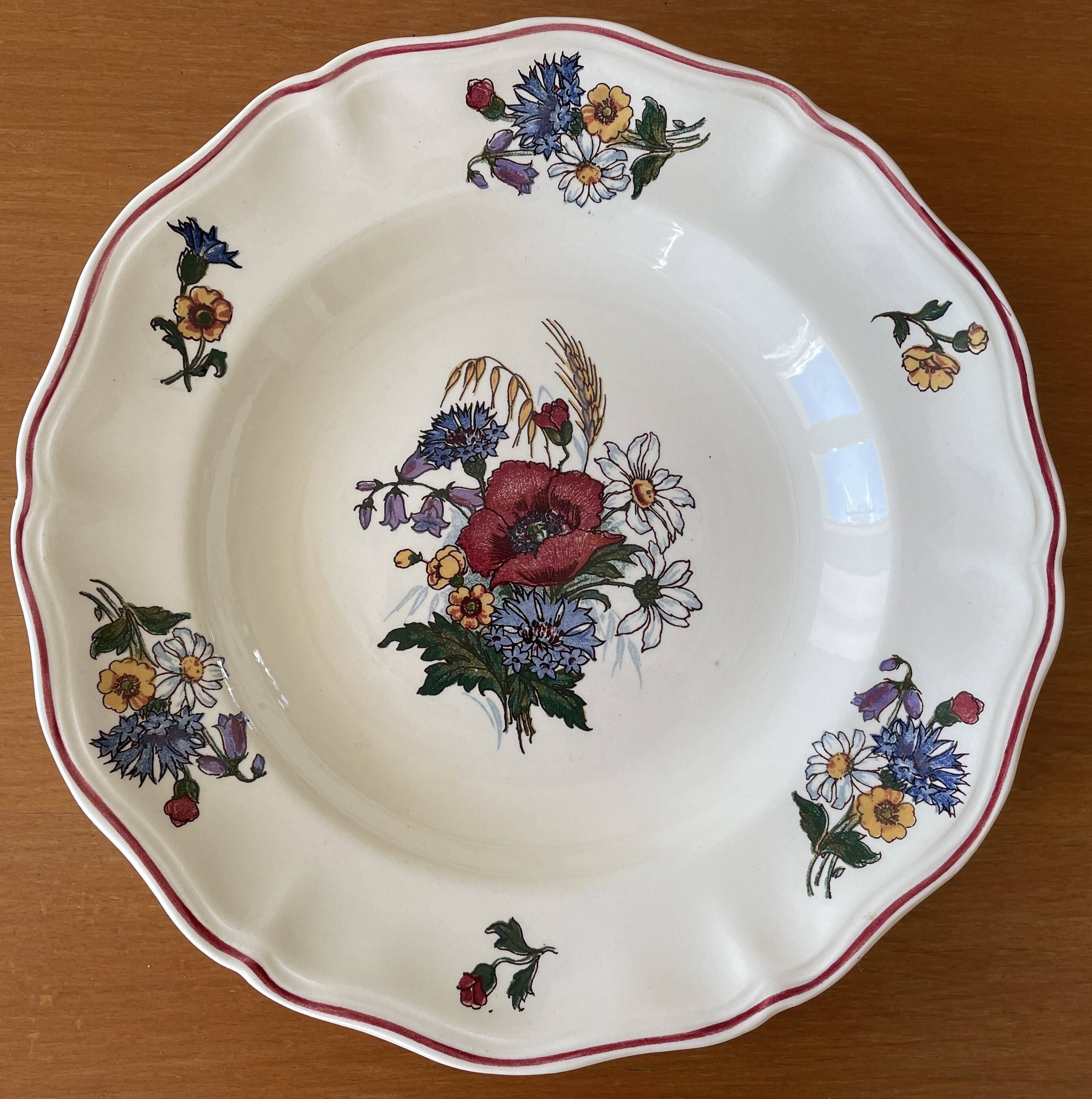 6 large antique deep plates in Sarreguemines earthenware
