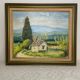 Painting of Mont Ventoux signed Lasimone in gilded wooden frame