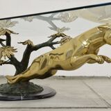 Panther table in bronze, brass and marble 1970