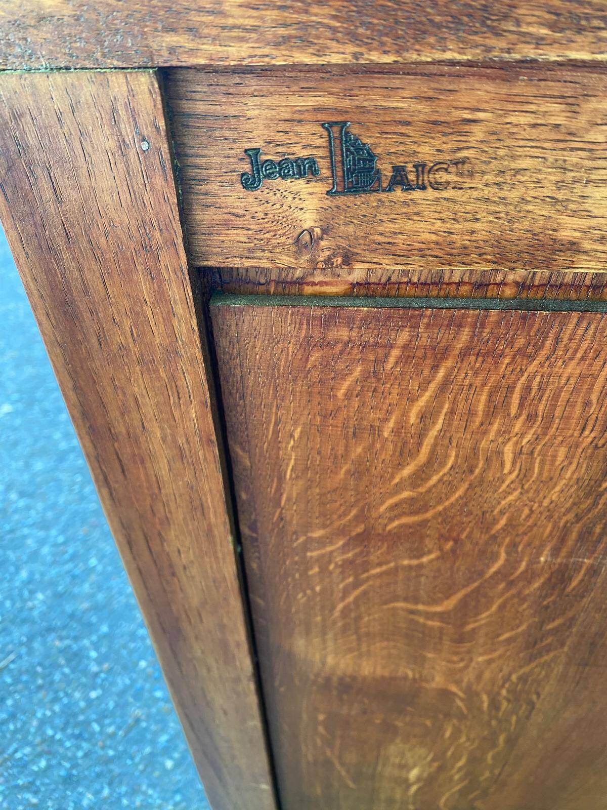 2 solid oak bedside tables signed Jean Laick Dol-de-Bretagne