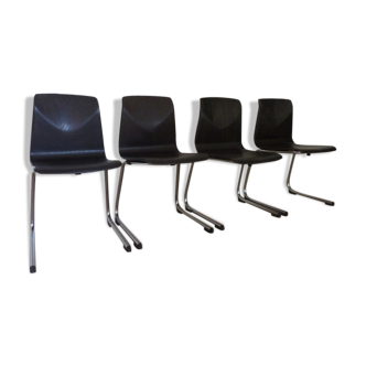 Set de 4 chaises Mullca Pagholz fabriqué en France années 60/70