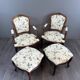 Pair of Louis XV Style Armchairs and Two Footstools, 19th Century