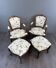 Pair of Louis XV Style Armchairs and Two Footstools, 19th Century