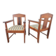 Art Deco Haagse School Armchairs in Oak and Ebony, 1920s, Set of 2
