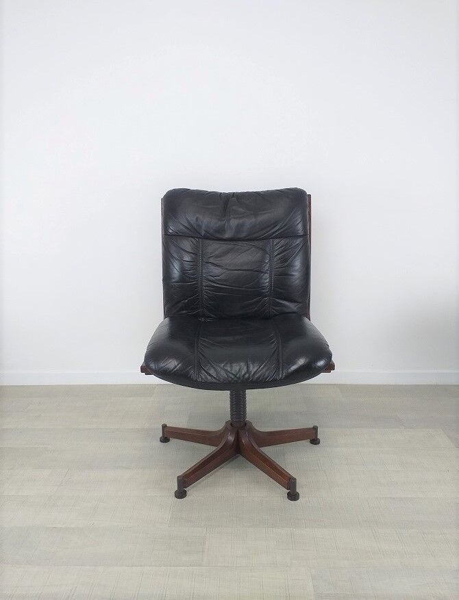 Vintage Scandinavian leather office armchair 60s