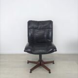 Vintage Scandinavian leather office armchair 60s