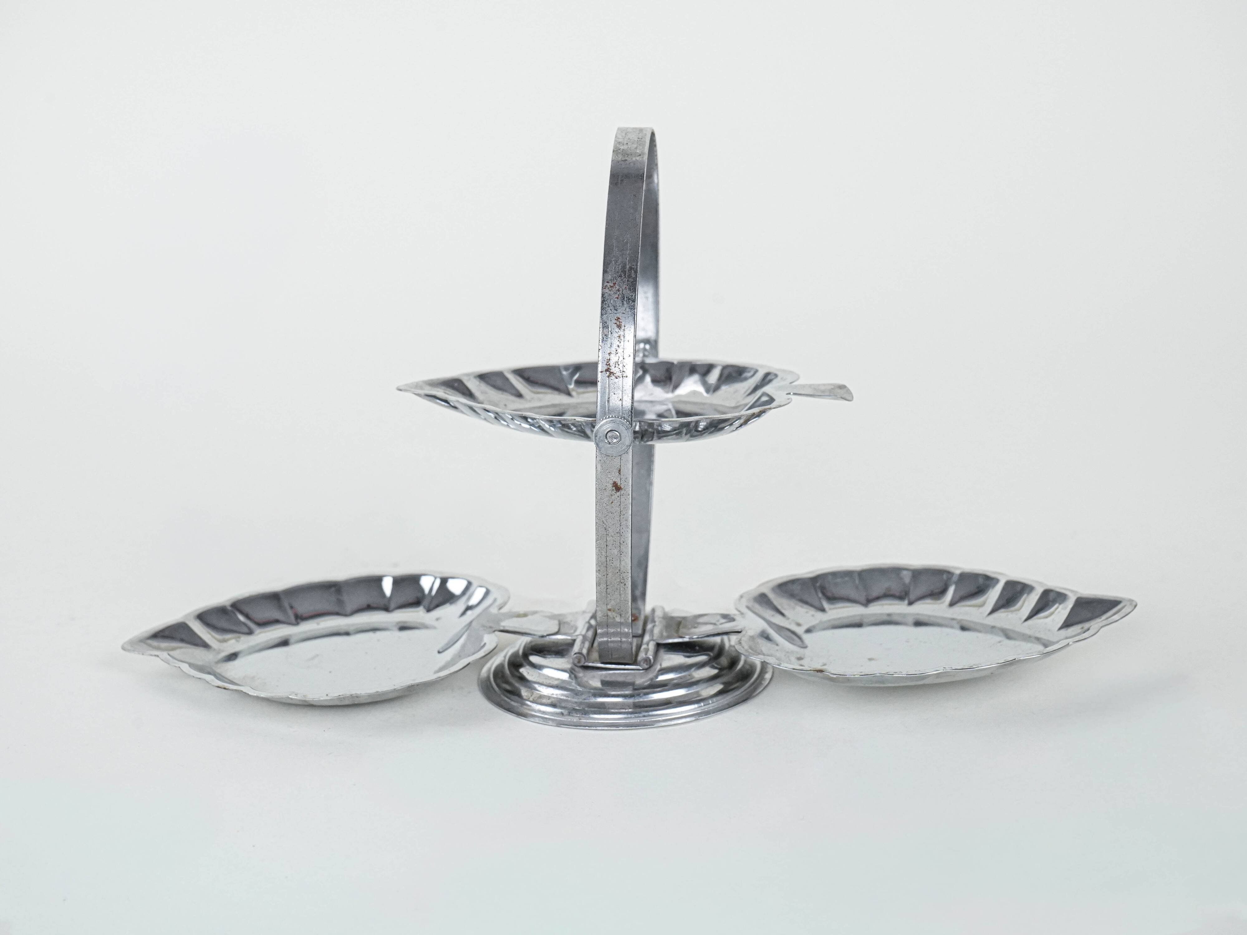 Three-tier metal cake stand, Italian design, 1970s, made in Italy
