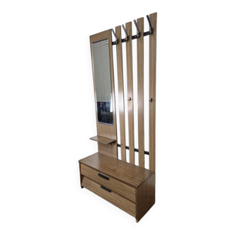 Porte-manteau vintage sur pied avec miroir