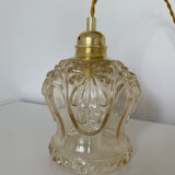 Pendant lamp with amber vintage globe