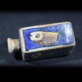 Antique Qajar Pottery Fish Vase Glazed Ceramic Hand Painted Antique Tea Bottle