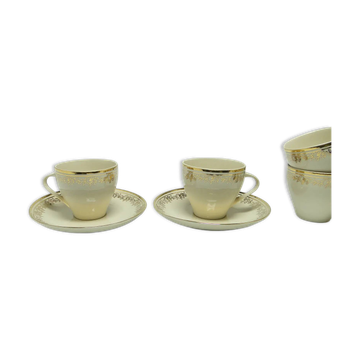 Pair of Ewa cups, mid-century modern, ivory white porcelain, Poland, 1970s