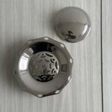 Coquillor butter dish in shiny silver metal