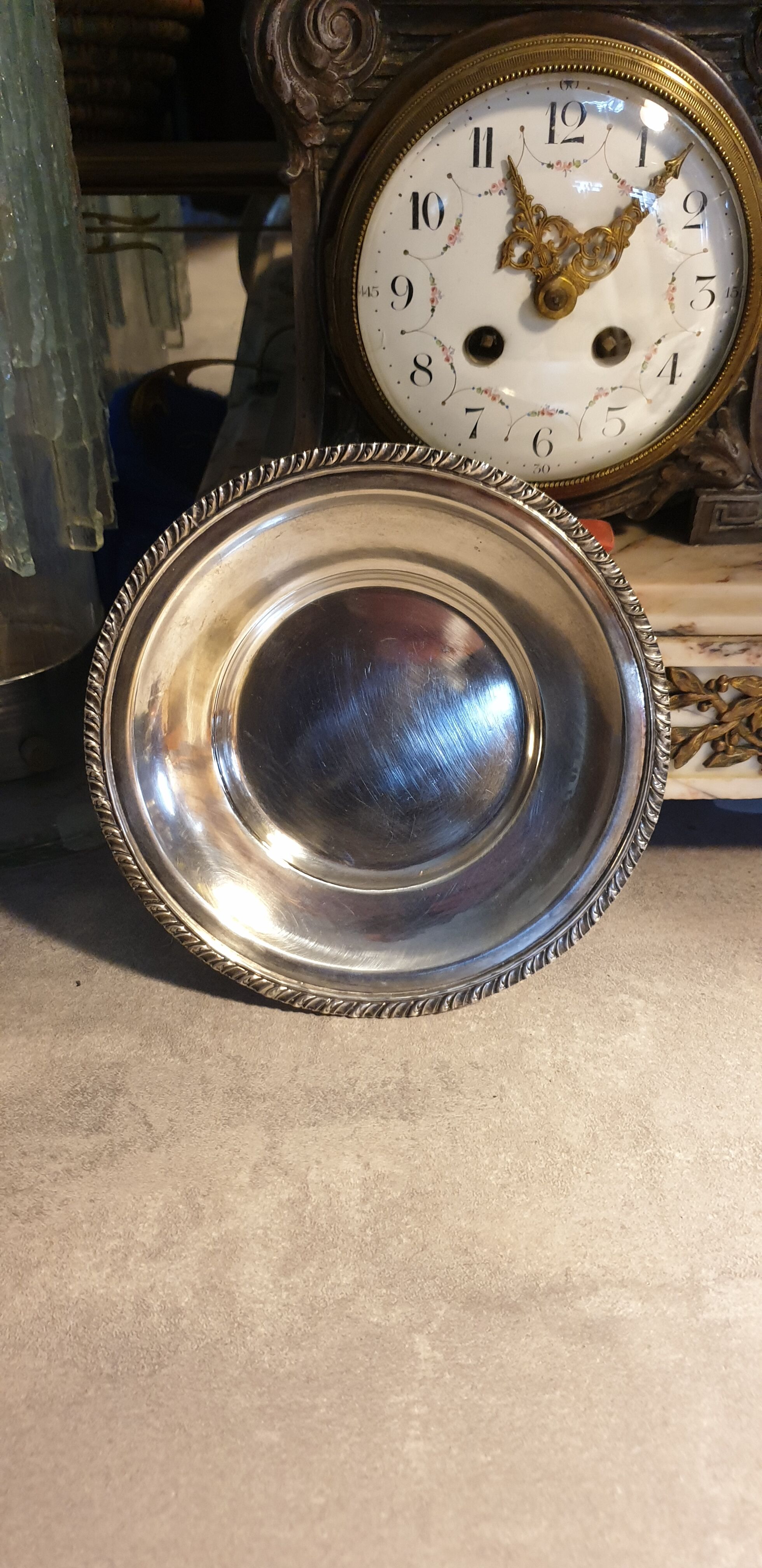 Silver metal serving plate lancel paris