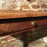 Beech and poplar table with drawer