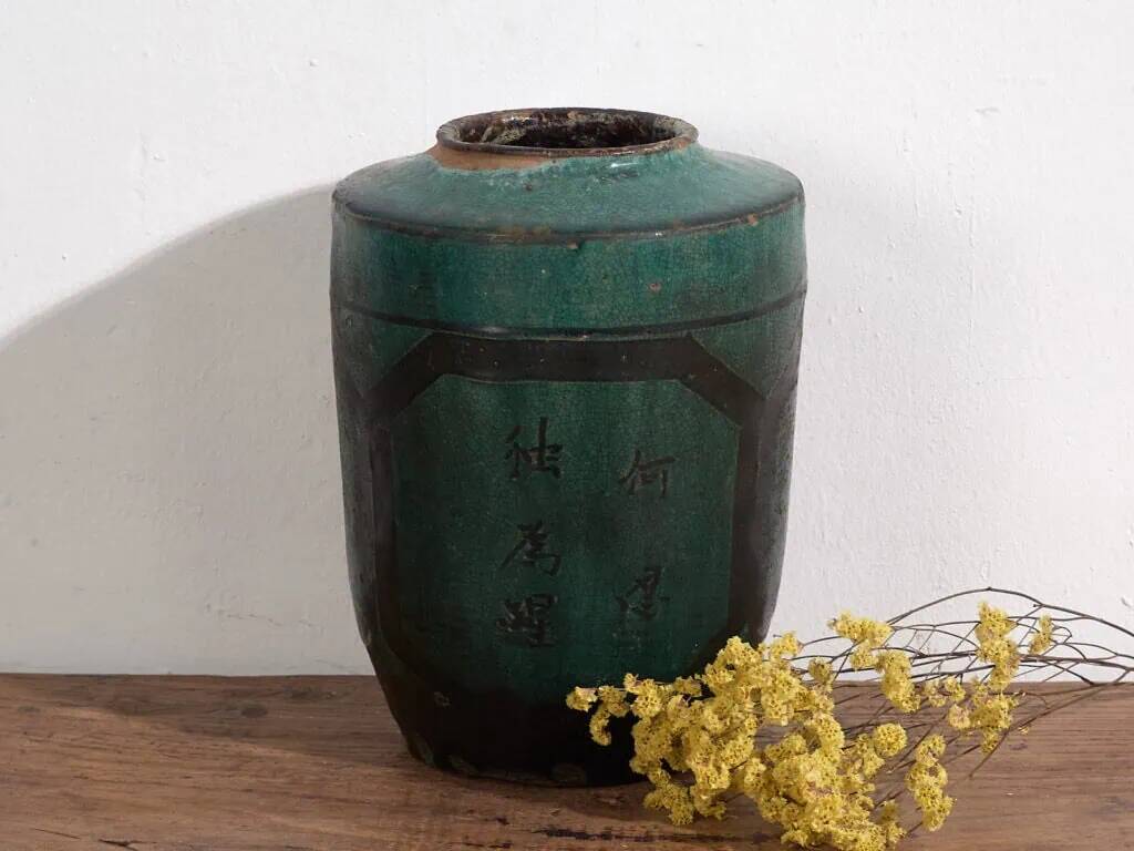 Large antique turquoise green vase (circa 1820) #37