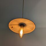 Industrial hanging lamp in green enamelled sheet metal
