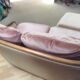 Velvet sofa and its ottoman