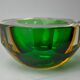 Vide pouch sommerso green and yellow by seguso, murano glass, italy, 1970