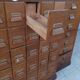 Apothecary or trade cabinet in fir with 53 drawers.