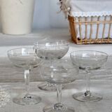 Mismatched vintage cut crystal champagne glasses