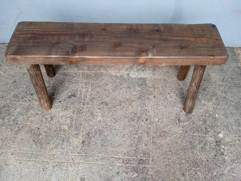 Bench 100 cm old solid wood with patina