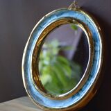 Blue and gold ceramic mirror