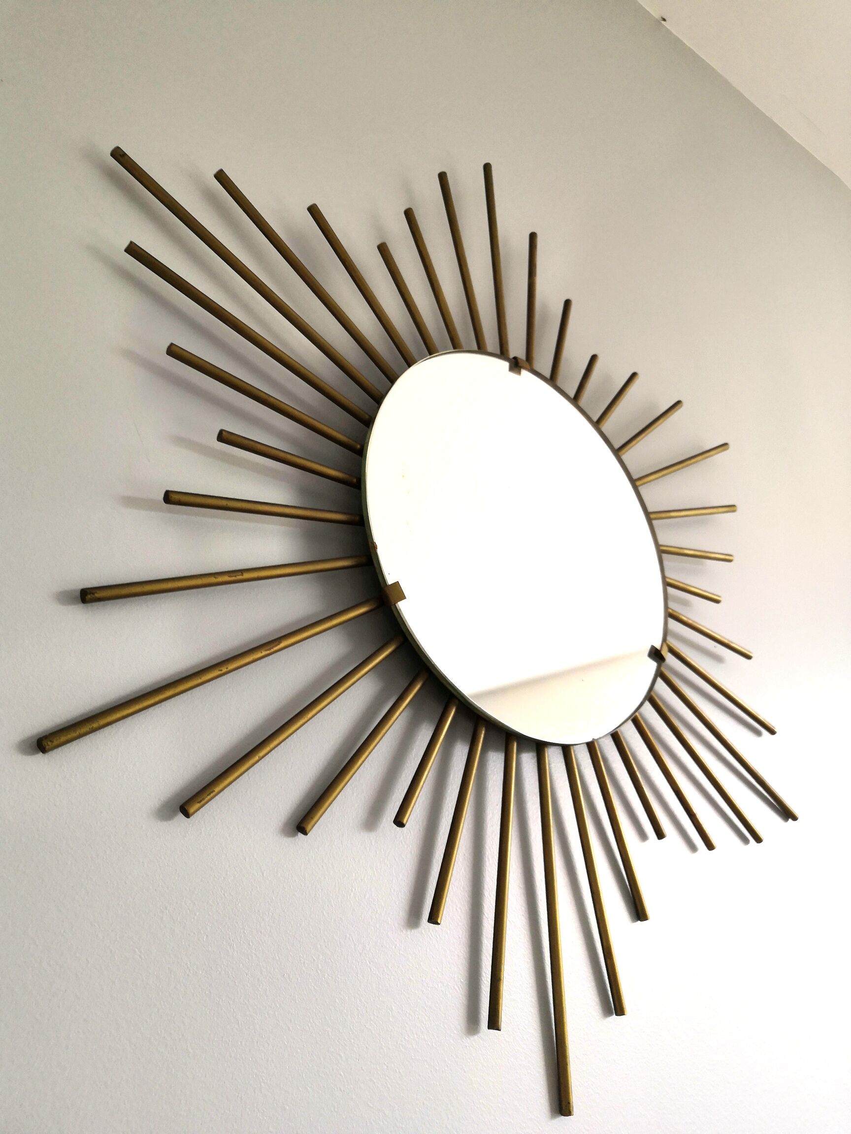 Miroir soleil acier design années 70