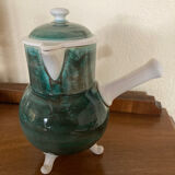 Tripod chocolate pot, Gien earthenware, vintage 60s
