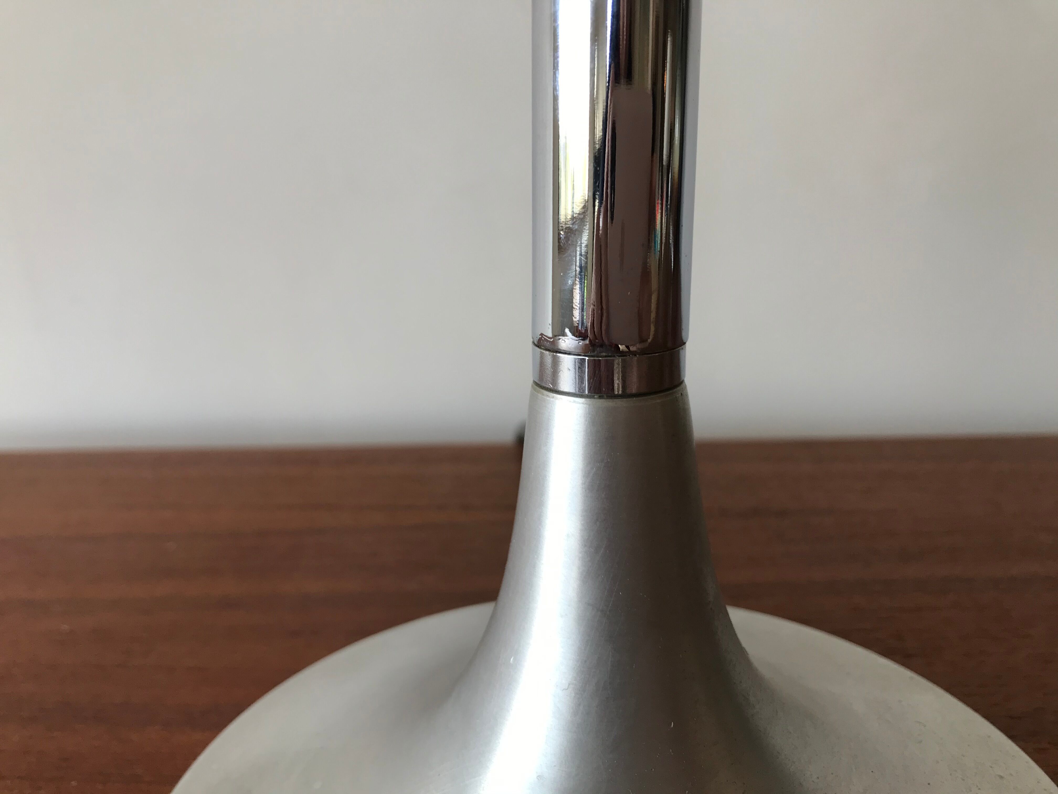 Mushroom lamp, brushed steel, circa 1960