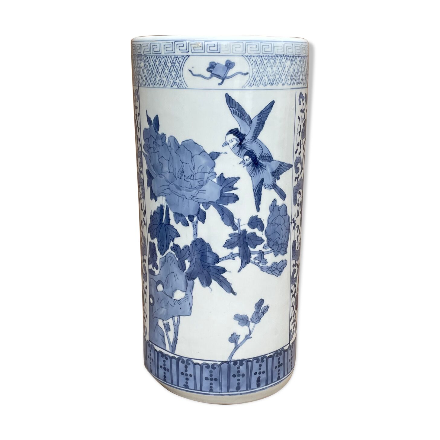 Umbrella door - cane holder - ceramic - bird patterns flowers