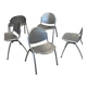 Vintage Sokoa stackable chairs, brutalist perforated metal chairs.