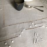 Antique linen tablecloth and whipped cream silk