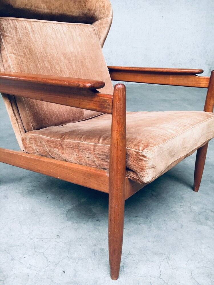 Set of Mid-Century Scandinavian Wingback Armchairs, Denmark, 1960s