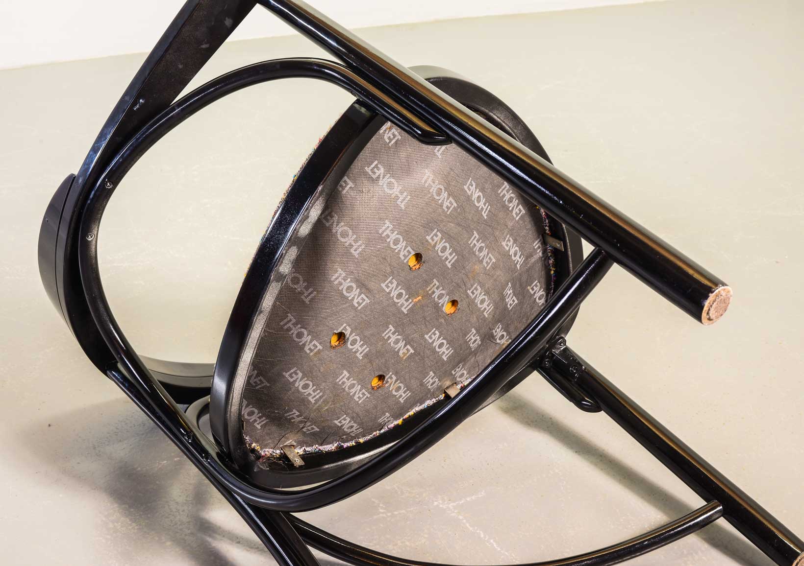 4 Wooden Black Lacquered Thonet Triangle Dining Chairs Model 87, 1980s