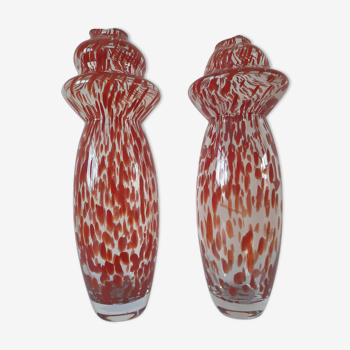 Paire de vases en verre soufflé de Murano, Carlo Moretti