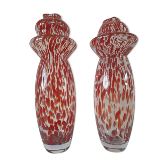 Paire de vases en verre soufflé de Murano, Carlo Moretti