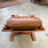 Kroken armchair and footrest in leather and bentwood by Ake Fribytter for Nelo Mobel, Sweden