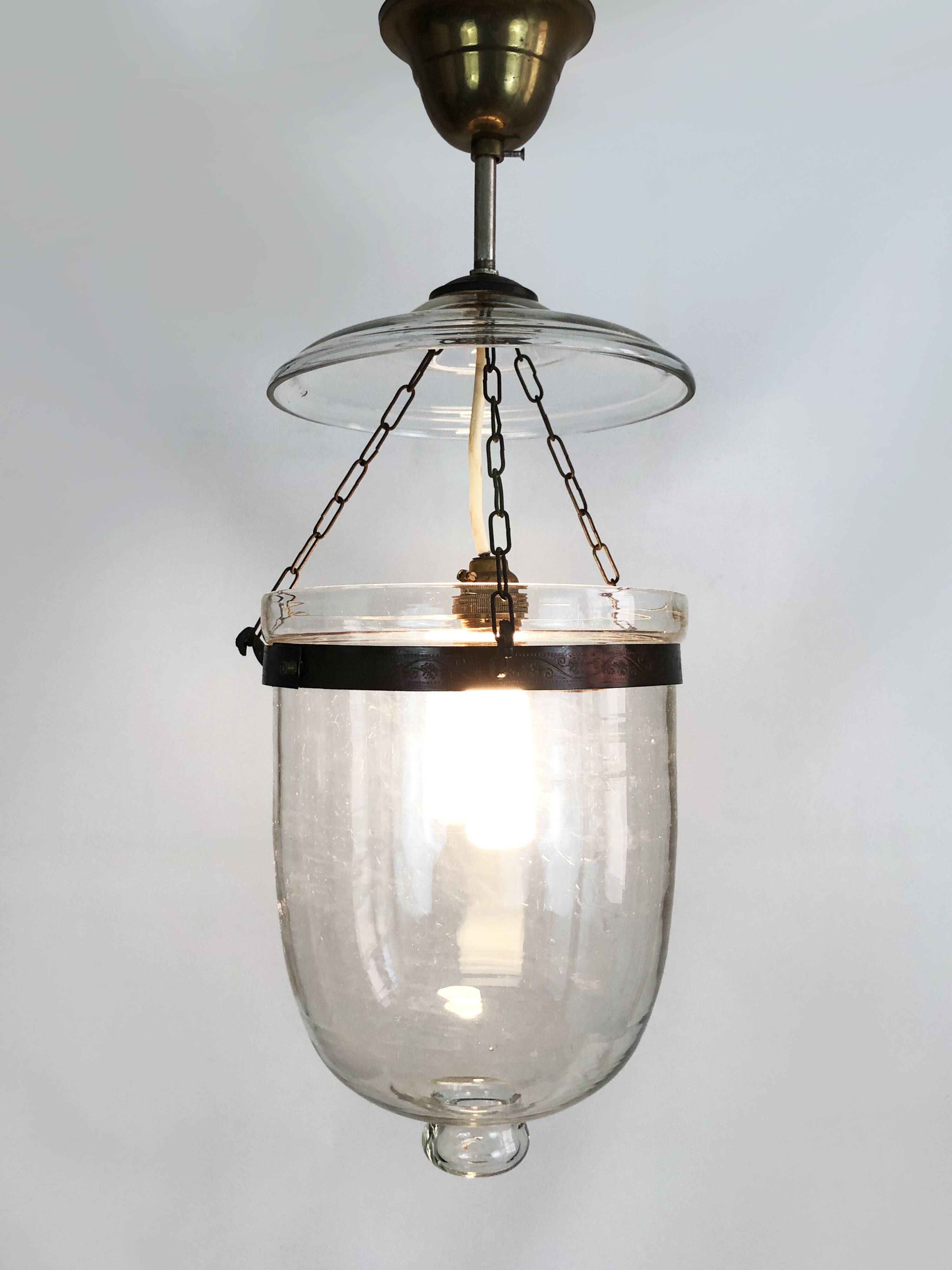 Glass bell lantern with its fumivore. XIXth