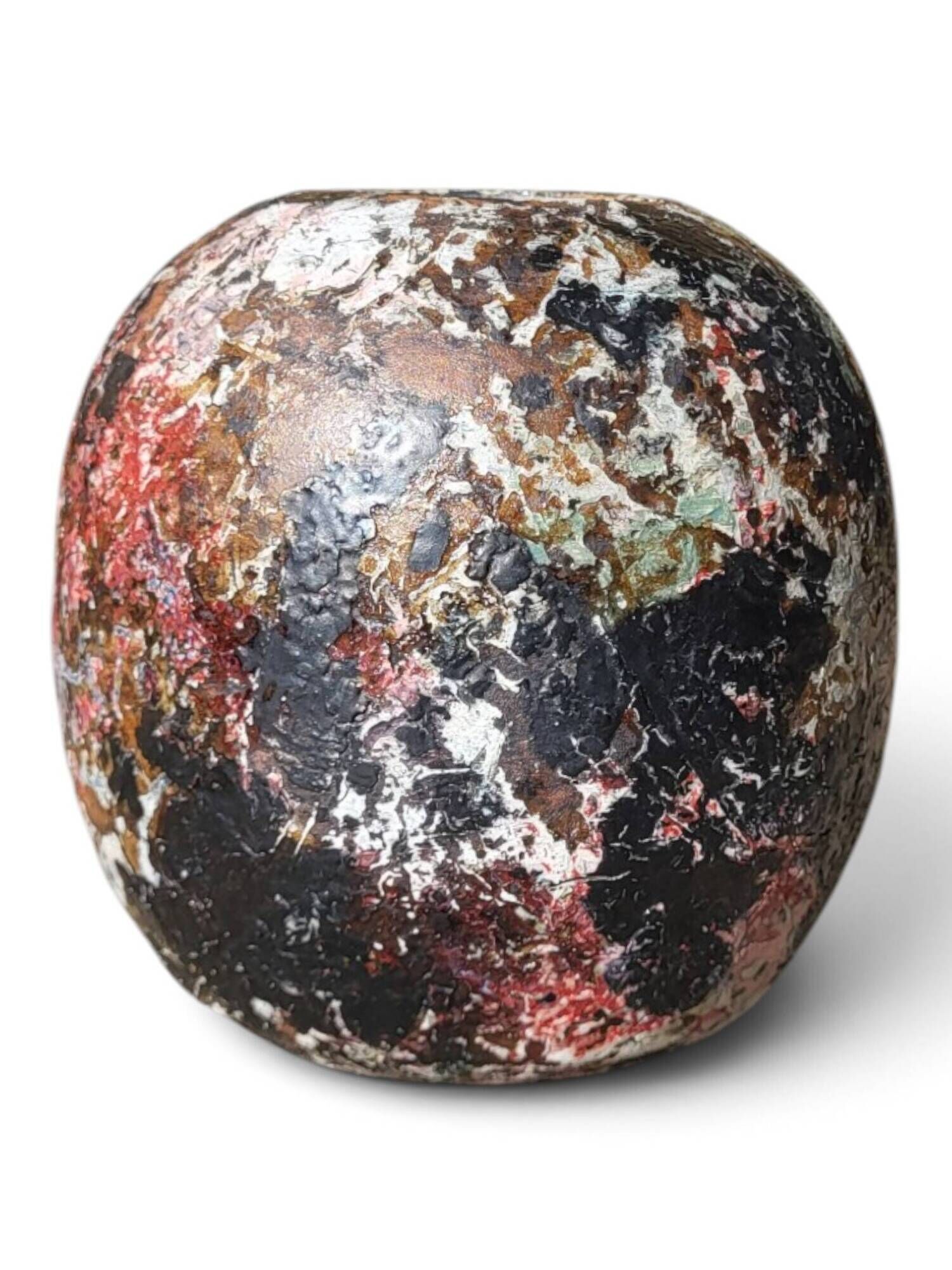 Round stoneware vase by David Whitehead, La Borne, polychrome.