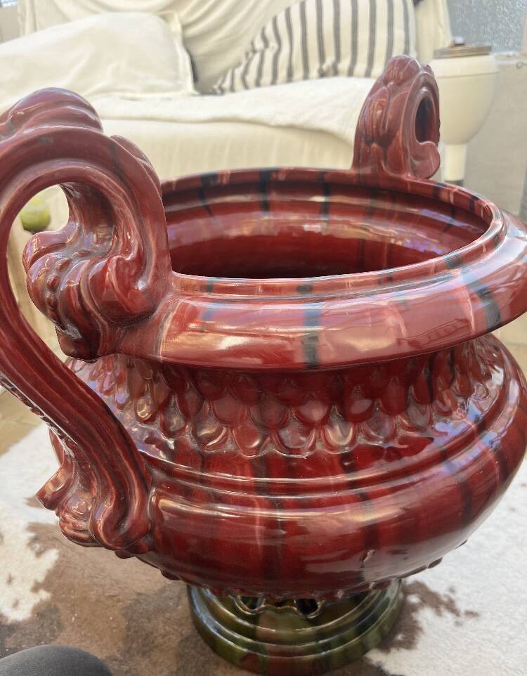 Large Medici jardinière in glazed earthenware