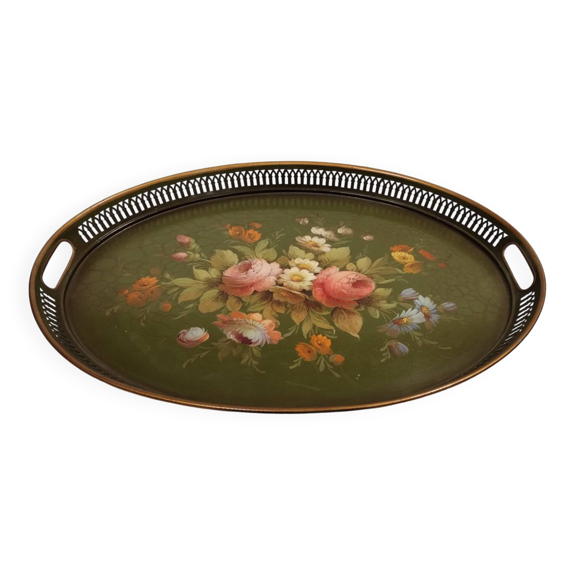 Oval tray in painted sheet metal Napoleon III