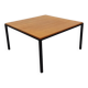 Vintage modernist square coffee table in teak and black metal from the 60s