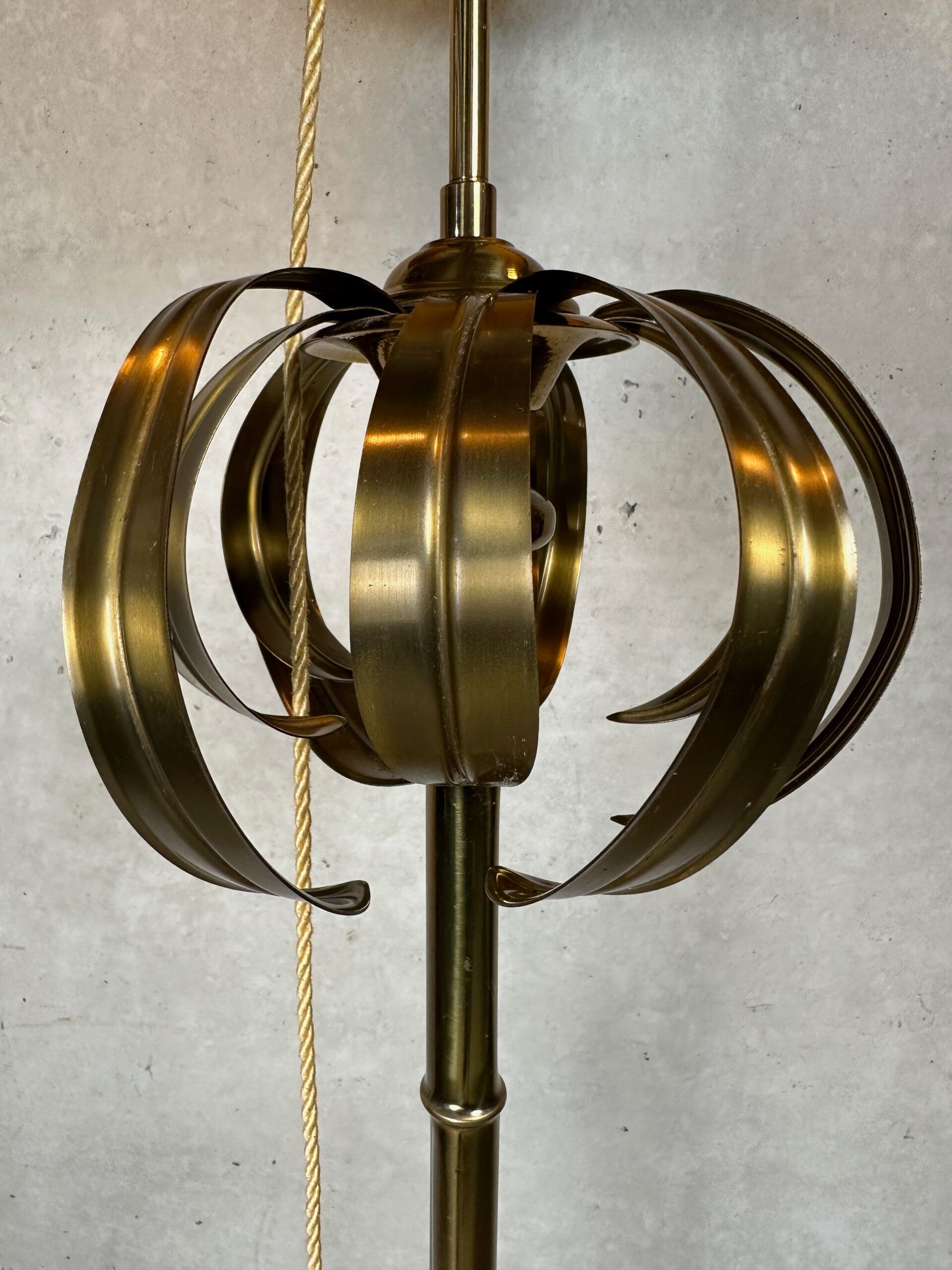 Vintage brass faux bamboo floor lamp