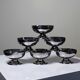 6 vintage bistro-style stainless steel dessert bowls on feet