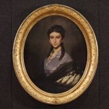 Portrait painting of a lady signed Johann Grund and dated 1869