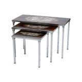Vintage Nesting Tables Tile Tables Adri Belarti Set of 3 Chrome Ceramics